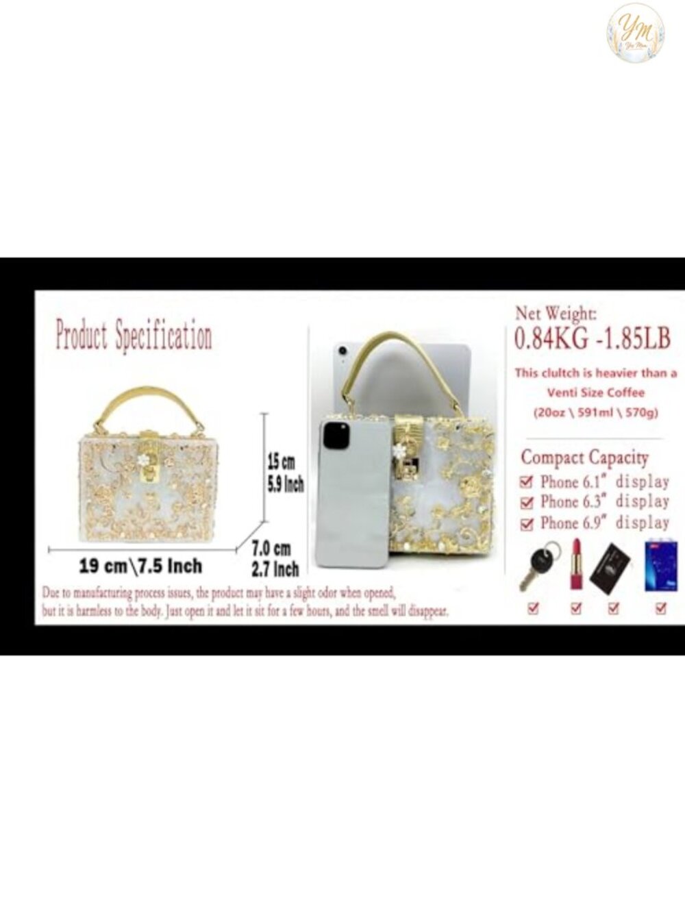 Acrylic Rhinestone Flower Crossbody Tote Evening Bag - Picture 2 of 6
